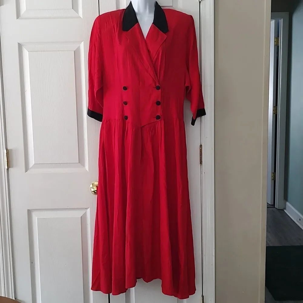 Nina Piccalino vintage red and black dress Sz 10